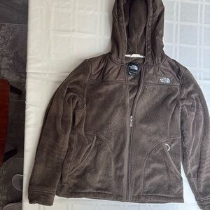 North Face Oso Hooded Fleece Jacket Womens Large Brown Zip